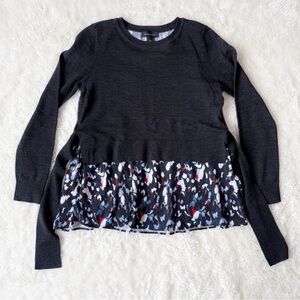 Club Monaco Woman 100% Wool Layered Crewneck Sweater SMALL Luxury Classic Preppy